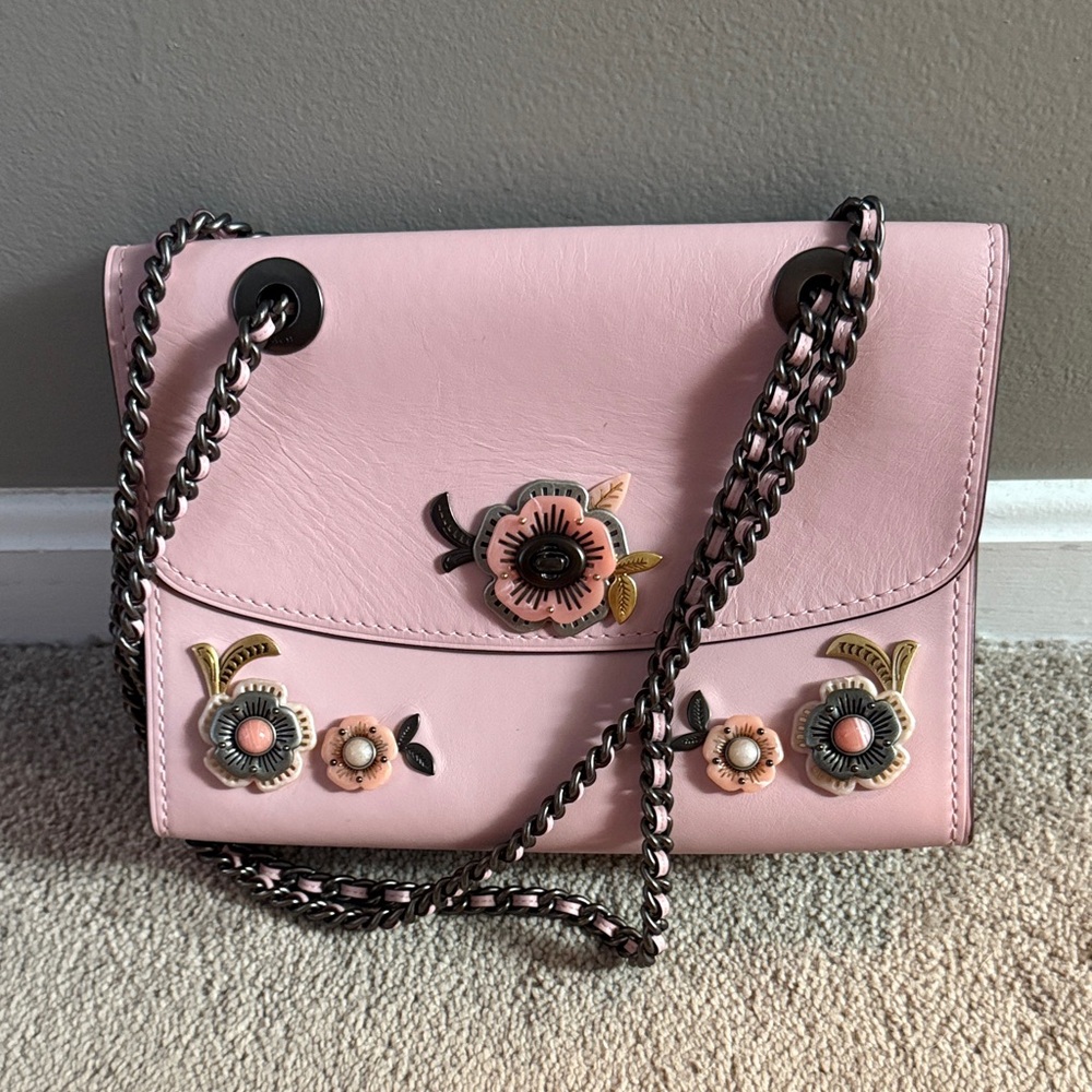 Coach Floral Embellished Pink Shoulder/Crossbody Bag